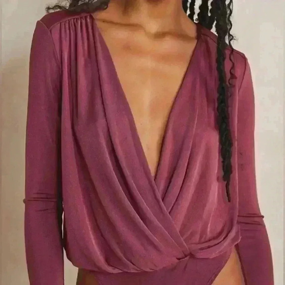 NWOT Free People Revolve Turnt Bodysuit ~ Dark Rhubarb ~ Medium - Picture 1 of 8